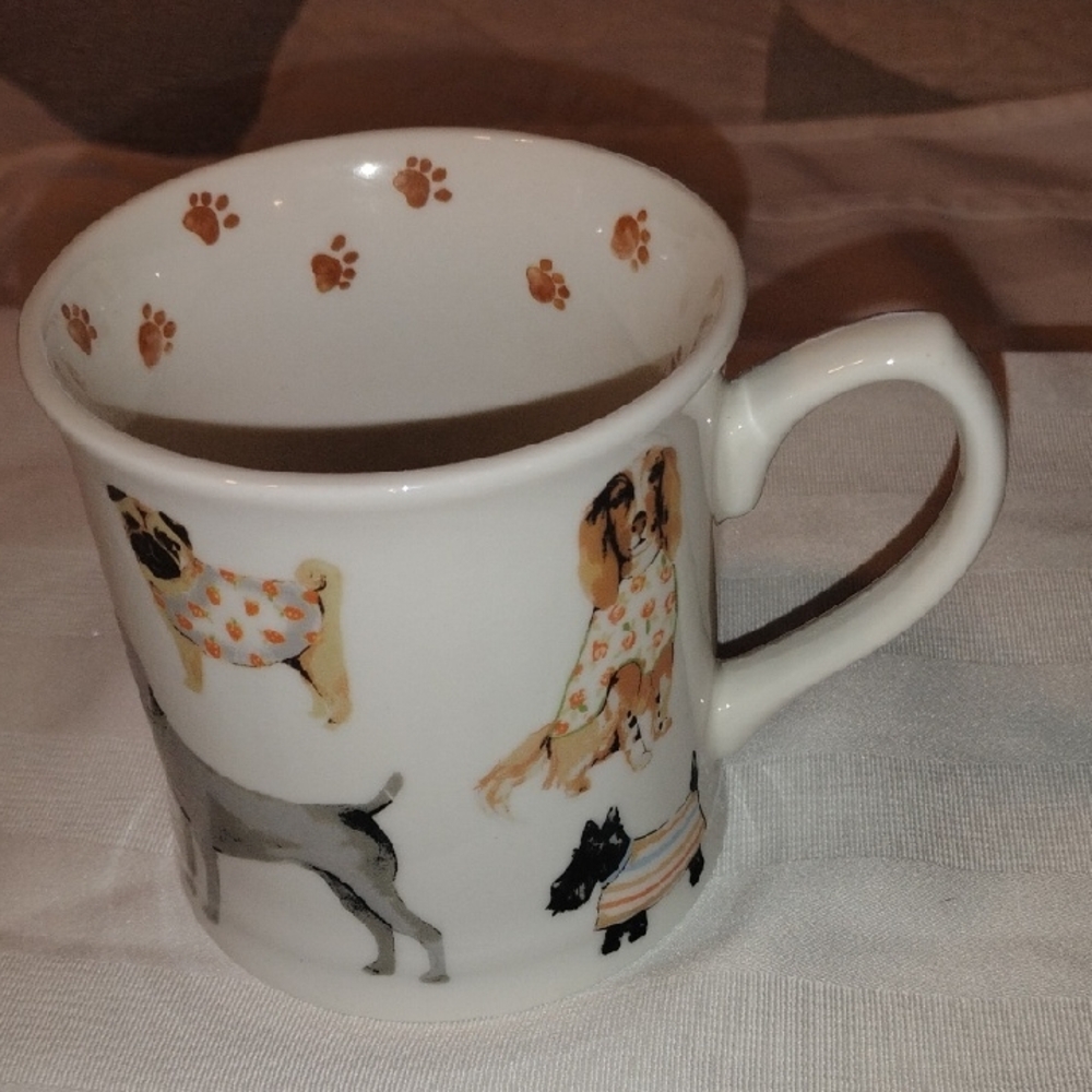 Cooksmart England Dog-Themed Ceramic Mug with Paw Prints